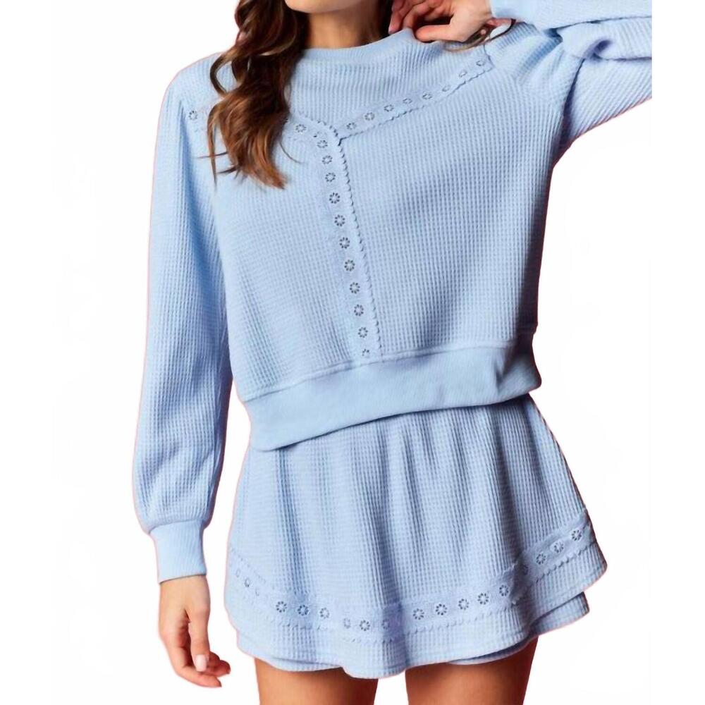 NEW RARERAW waffle knit skort set in sky blue
